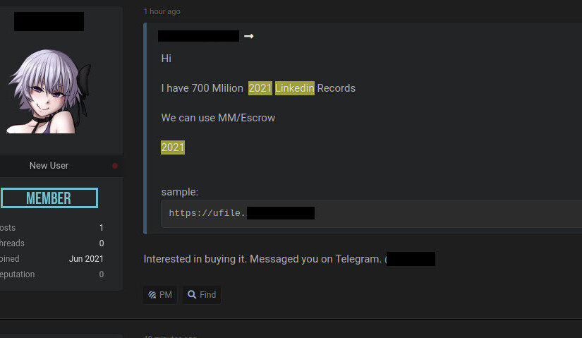700 mi de registros “do Linkedin” à venda na dark web