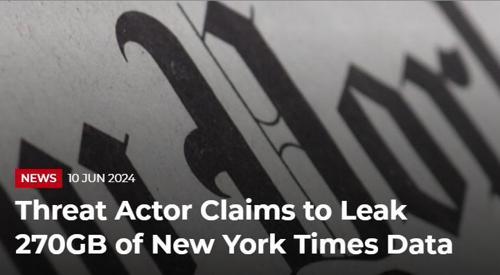 Threat Actor Claims to Leak 270GB of New York Times Data